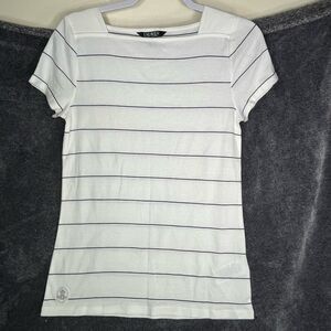 Ralph Lauren white and black striped short sleeve shirt  size Large